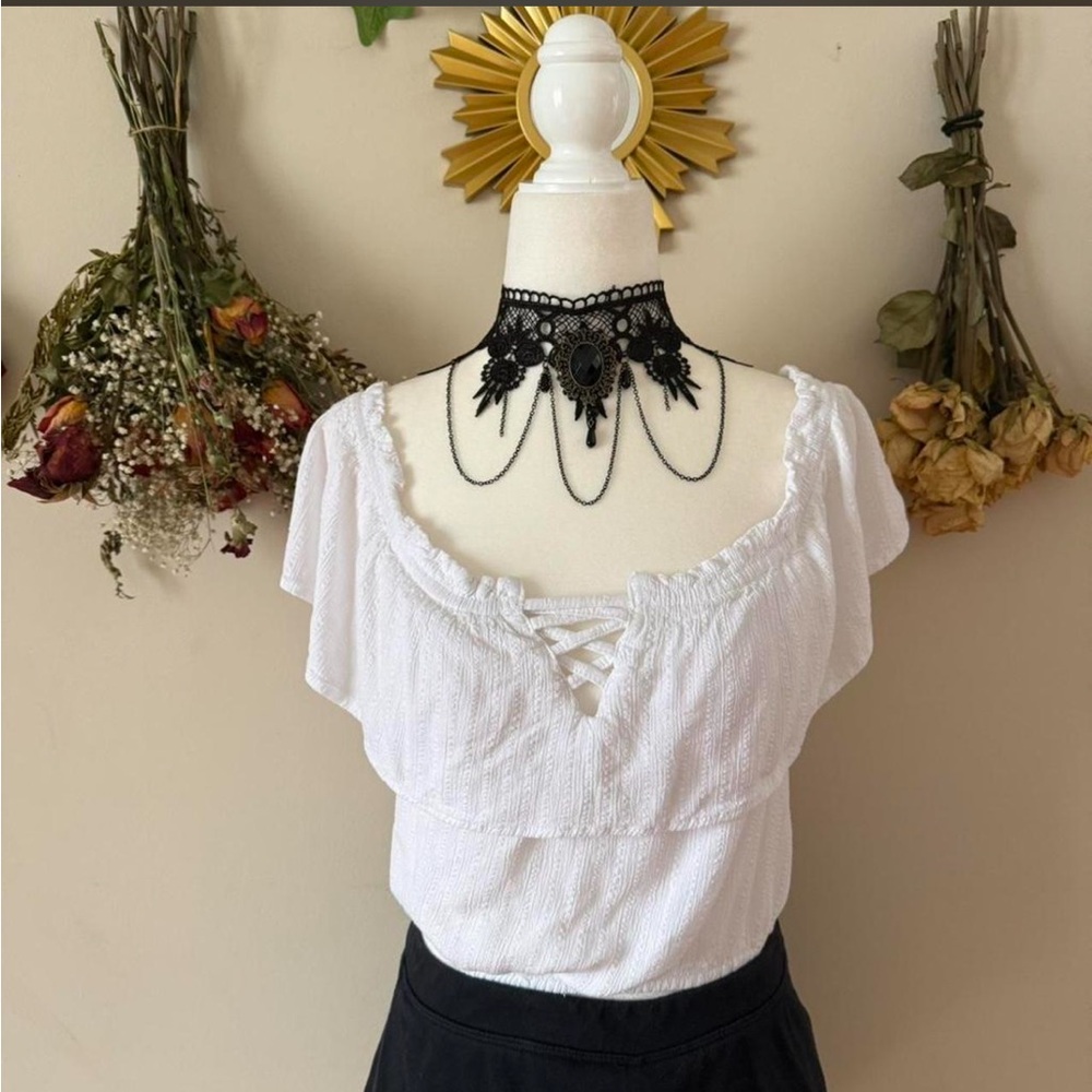 Cottagecore White Milkmaid Style Top 🤍🥛